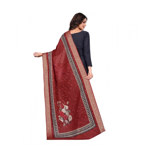 Women's chanderi silk  Printed Dupatta (Maroon, Length:?2 Mtr) - Image 5