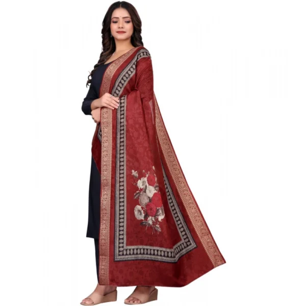 Women's chanderi silk  Printed Dupatta (Maroon, Length:?2 Mtr) - Image 4