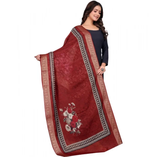 Women's chanderi silk  Printed Dupatta (Maroon, Length:?2 Mtr) - Image 3