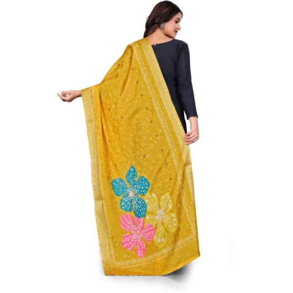Women's chanderi silk  Printed Dupatta (Yellow, Length:?2 Mtr) - Image 5