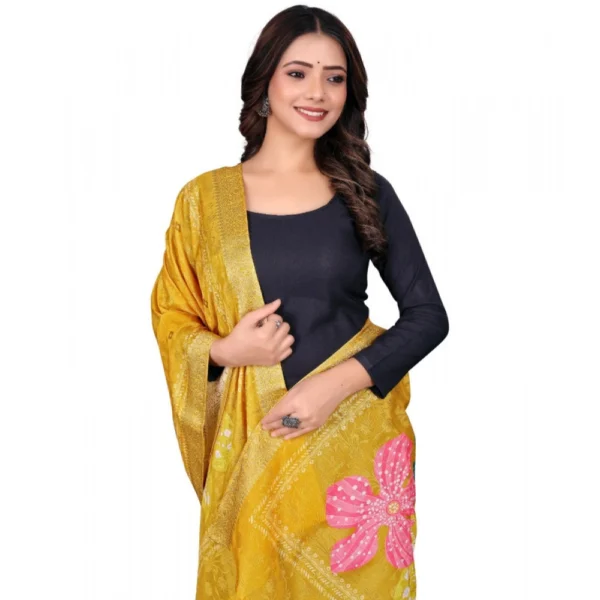 Women's chanderi silk  Printed Dupatta (Yellow, Length:?2 Mtr) - Image 2