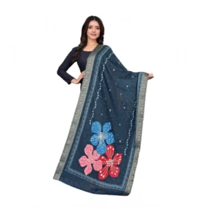 Women's chanderi silk  Printed Dupatta (Navy Blue, Length:?2 Mtr)