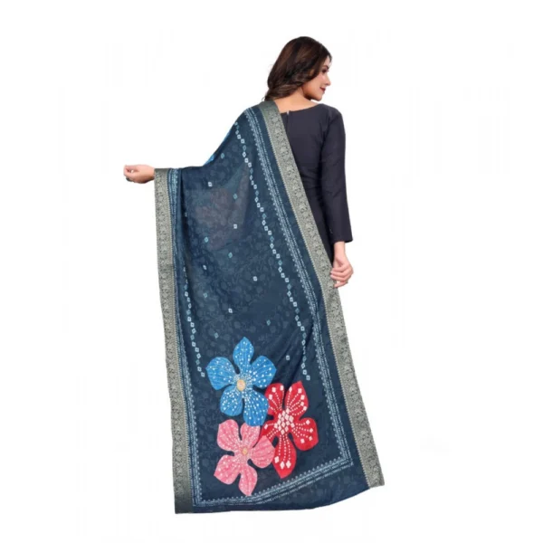 Women's chanderi silk  Printed Dupatta (Navy Blue, Length:?2 Mtr) - Image 4