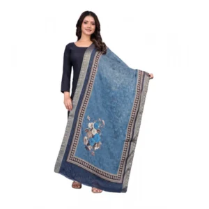 Women's chanderi silk  Printed Dupatta (Navy Blue, Length:?2 Mtr)