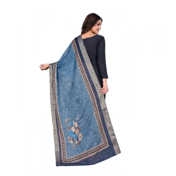 Women's chanderi silk  Printed Dupatta (Navy Blue, Length:?2 Mtr) - Image 5