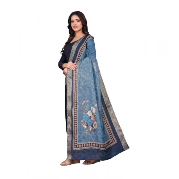 Women's chanderi silk  Printed Dupatta (Navy Blue, Length:?2 Mtr) - Image 4