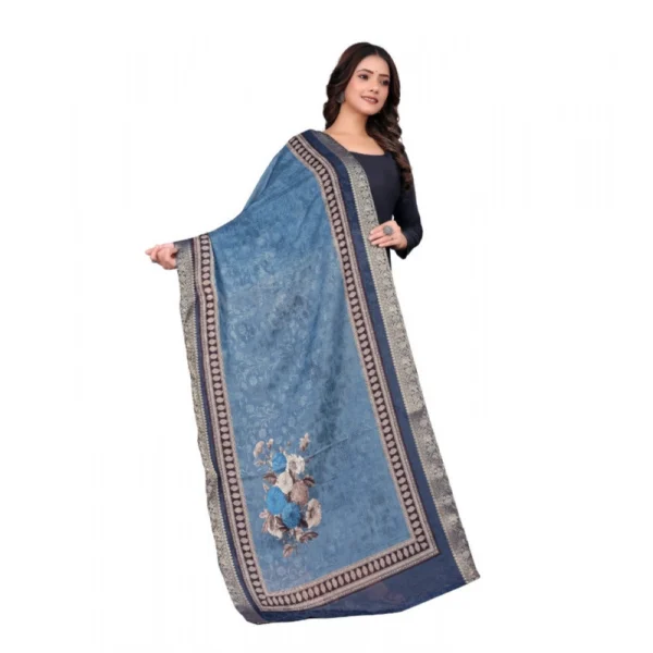Women's chanderi silk  Printed Dupatta (Navy Blue, Length:?2 Mtr) - Image 3