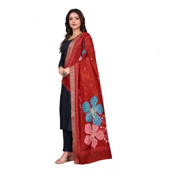 Women's chanderi silk  Printed Dupatta (Red, Length:?2 Mtr) - Image 4