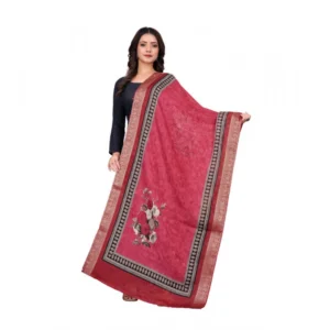Women's chanderi silk  Printed Dupatta (Red, Length:?2 Mtr)