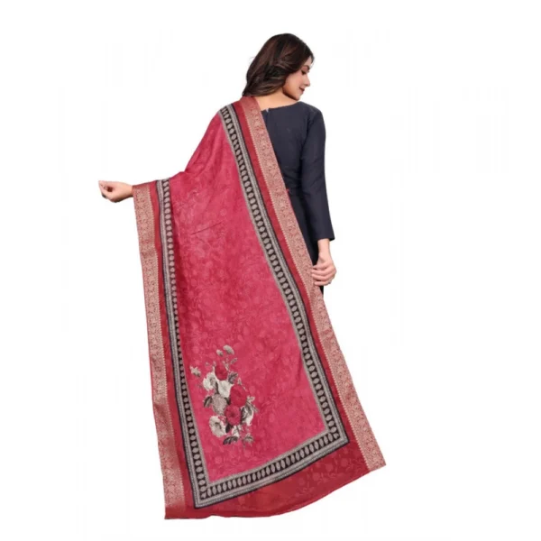 Women's chanderi silk  Printed Dupatta (Red, Length:?2 Mtr) - Image 5