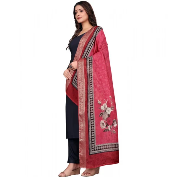 Women's chanderi silk  Printed Dupatta (Red, Length:?2 Mtr) - Image 4
