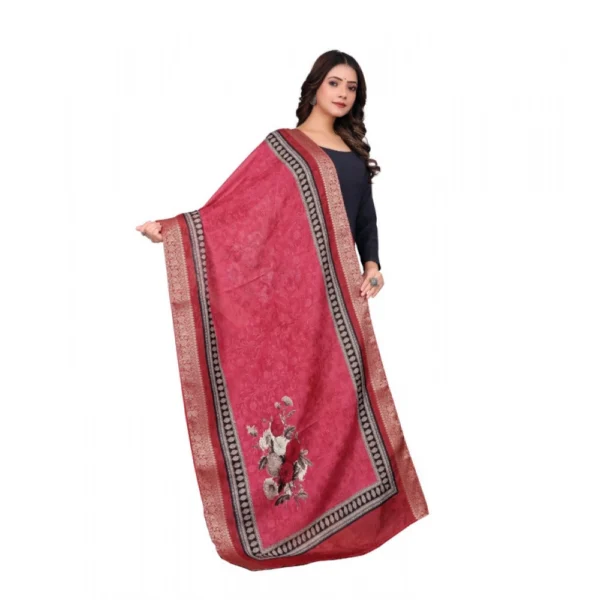 Women's chanderi silk  Printed Dupatta (Red, Length:?2 Mtr) - Image 3