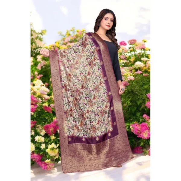 Women's chanderi silk  Printed Dupatta (Magenta, Length:?2 Mtr) - Image 3
