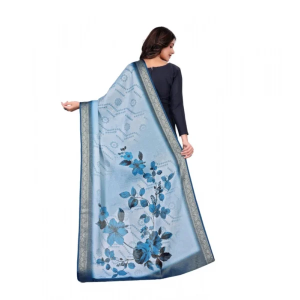 Women's chanderi silk  Printed Dupatta (Blue, Length:?2 Mtr) - Image 5