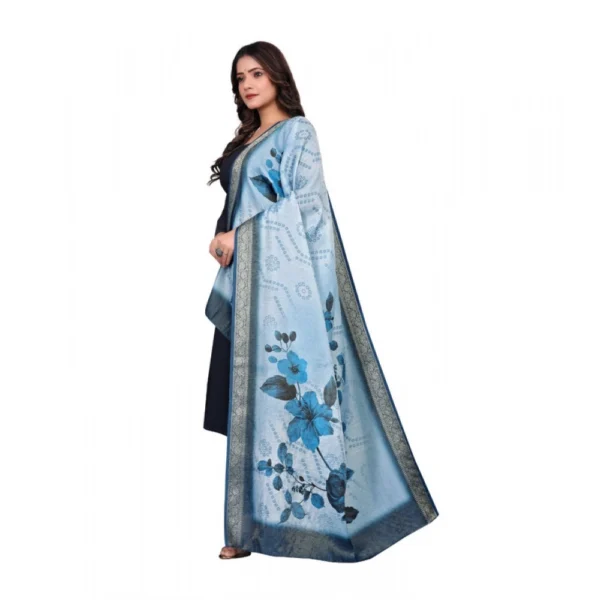 Women's chanderi silk  Printed Dupatta (Blue, Length:?2 Mtr) - Image 4