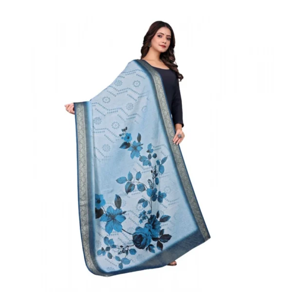 Women's chanderi silk  Printed Dupatta (Blue, Length:?2 Mtr) - Image 3