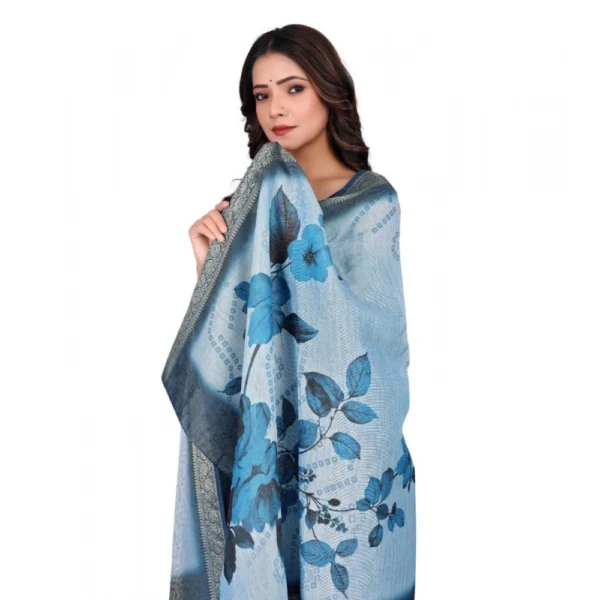 Women's chanderi silk  Printed Dupatta (Blue, Length:?2 Mtr) - Image 2