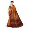 Women's Litchi silk Printed Saree With Unstitched Blouse  5-6 Mtrs (Mustard Yellow)