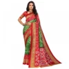 Women's Litchi silk Printed Saree With Unstitched Blouse  5-6 Mtrs (Green)