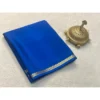 Women's Crepe Chit Pallu Solid Saree With Unstitched Blouse 5.5Mtr (Blue)