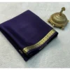 Women's Crepe Chit Pallu Solid Saree With Unstitched Blouse 5.5Mtr (Navy Blue)