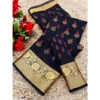Women's Digital Dolla Silk Printed Saree With Unstitched Blouse 5.5Mtr (Navy Blue)