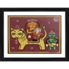 Generic Parvati Ganesh on Vaahan Painting With Wood Photo Frame (Multicolor)