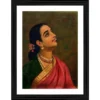 Generic Maharashtrian Woman 1891 Painting With Wood Photo Frame (Multicolor)