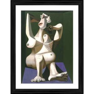 Generic Woman Dressing Her Hair 1940 Painting With Wood Photo Frame (Multicolor)