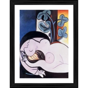 Generic  in a Black Chair 1932 Painting With Wood Photo Frame (Multicolor)