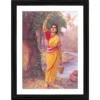 Generic Ahalya in Upvan 1900 Painting With Wood Photo Frame (Multicolor)