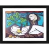 Generic  Green Leaves and Bust 1932 Painting With Wood Photo Frame (Multicolor)