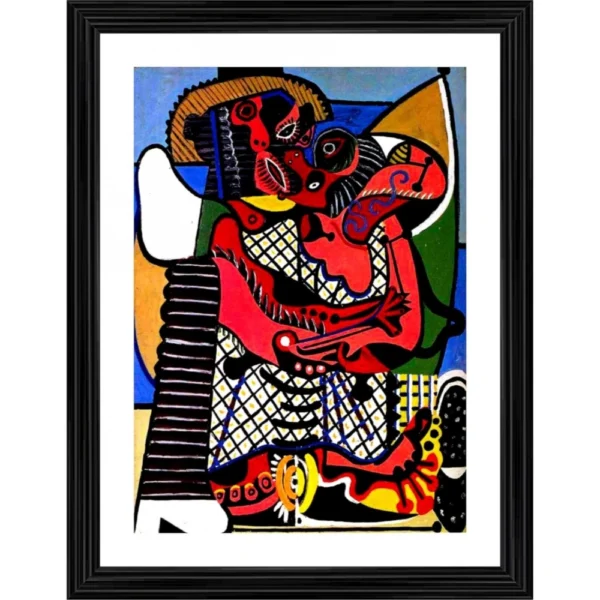 Generic Le Baiser The  1925 Painting With Wood Photo Frame (Multicolor)