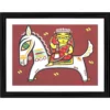 Generic Woman on the Horse Painting With Wood Photo Frame (Multicolor)