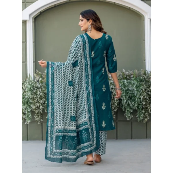 Women's Cotton Blend Printed Kurti With Pant Dupatta Set (Morpichh) - Image 5