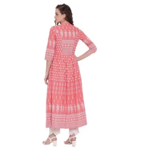 Alternative view of Women's Cotton Printed Regular Kurti (Peach, Cotton)