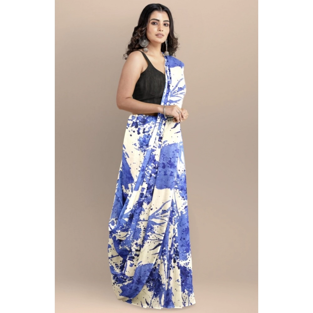 Women's Joya Silk Saree with Blouse (Blue, 5-6 Mtrs) - Image 3