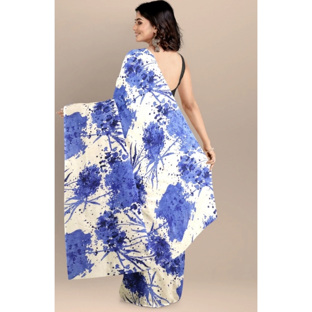 Women's Joya Silk Saree with Blouse (Blue, 5-6 Mtrs) - Image 2