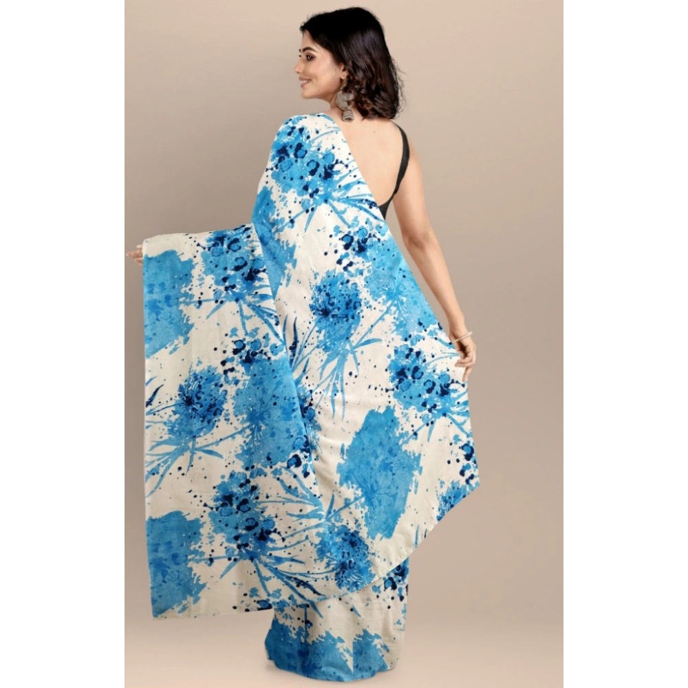 Women's Joya Silk Saree with Blouse (Sky, 5-6 Mtrs) - Image 2