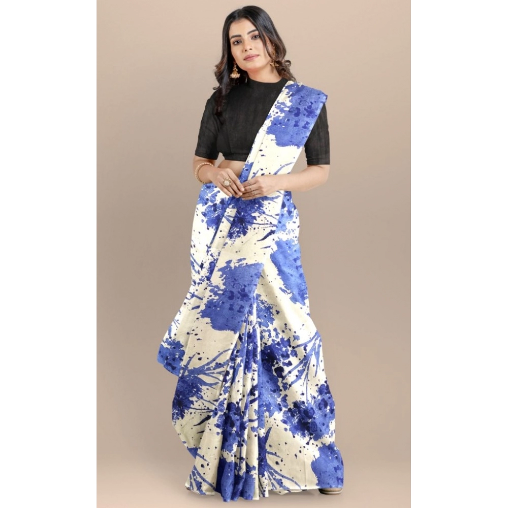 Women's Joya Silk Saree with Blouse (Blue, 5-6 Mtrs) - Image 4