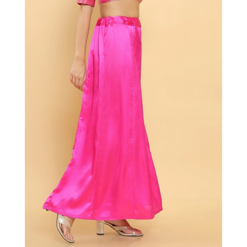 Women's Silk Solid Free Size Petticoat (Pink) - Image 3