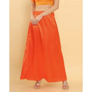 Alternative view of Women's Silk Solid Free Size Petticoat (Orange)