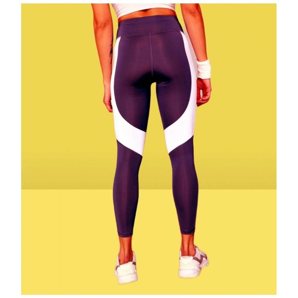 Women's Polyster Solid Sport Leggings (Purple) - Image 4