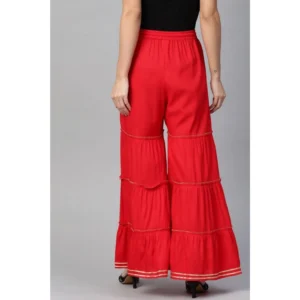 Alternative view of Women's Casual Solid Rayon Sharara (Red)