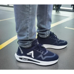 Men's Solid Synthetic Casual Shoes (Navy Blue)