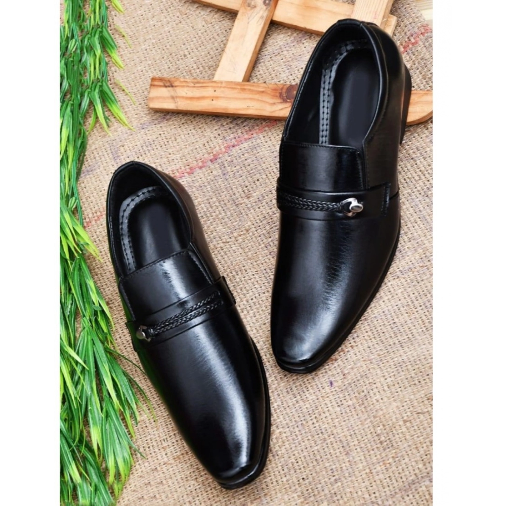 Men's Faux Leather Formal Shoes (Black) - Image 2