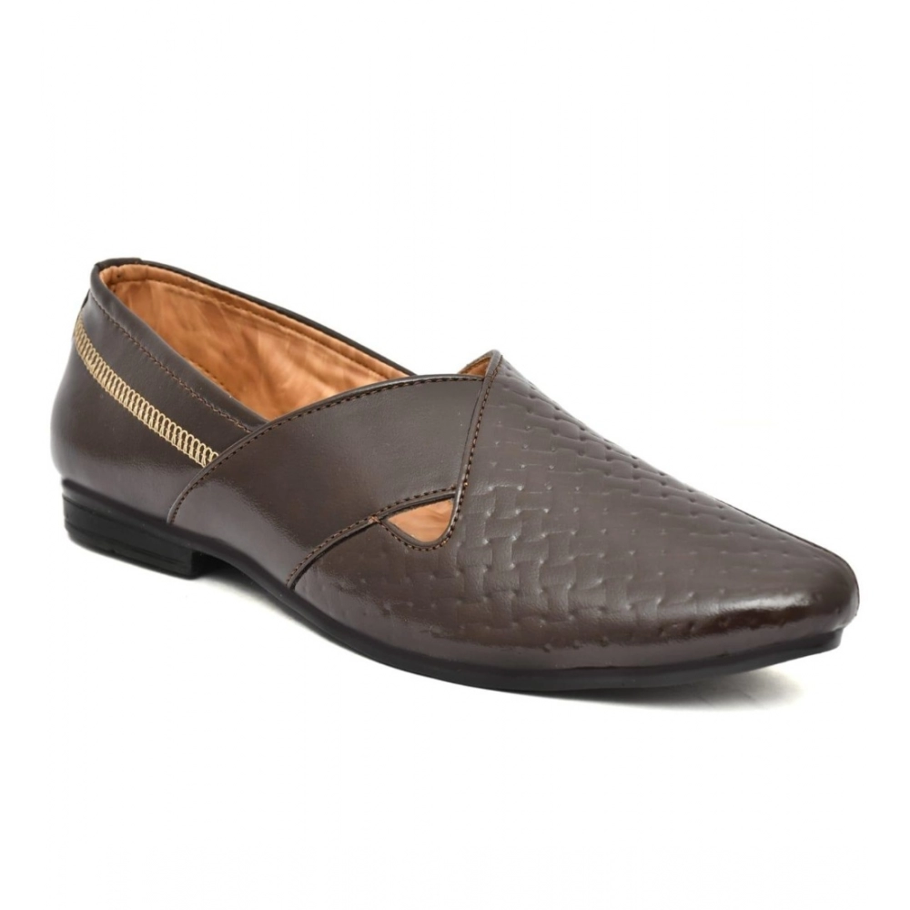 Men's Faux Leather Formal Shoes (Brown) - Image 5