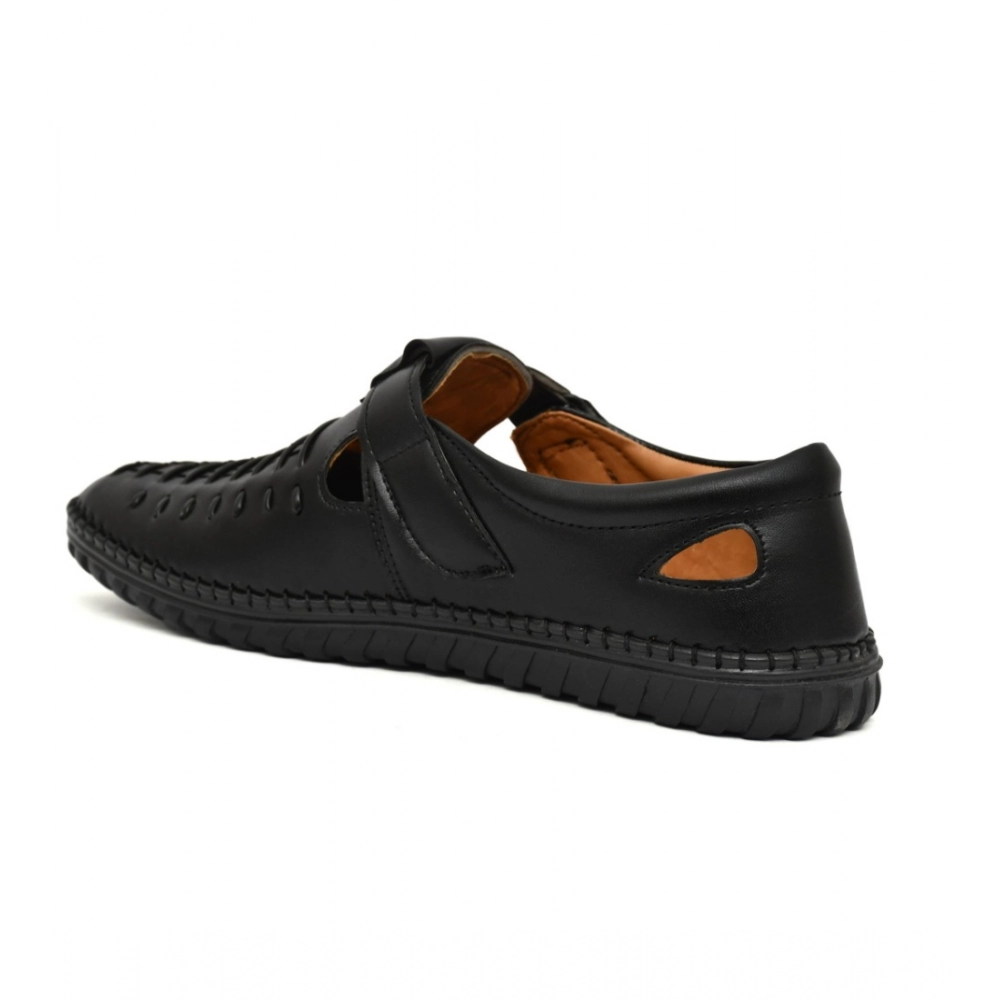 Men's Faux Leather Sandal (Black) - Image 3