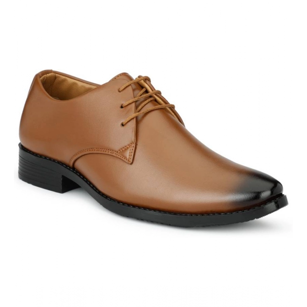Men's Faux Leather Formal Shoes (Tan) - Image 2