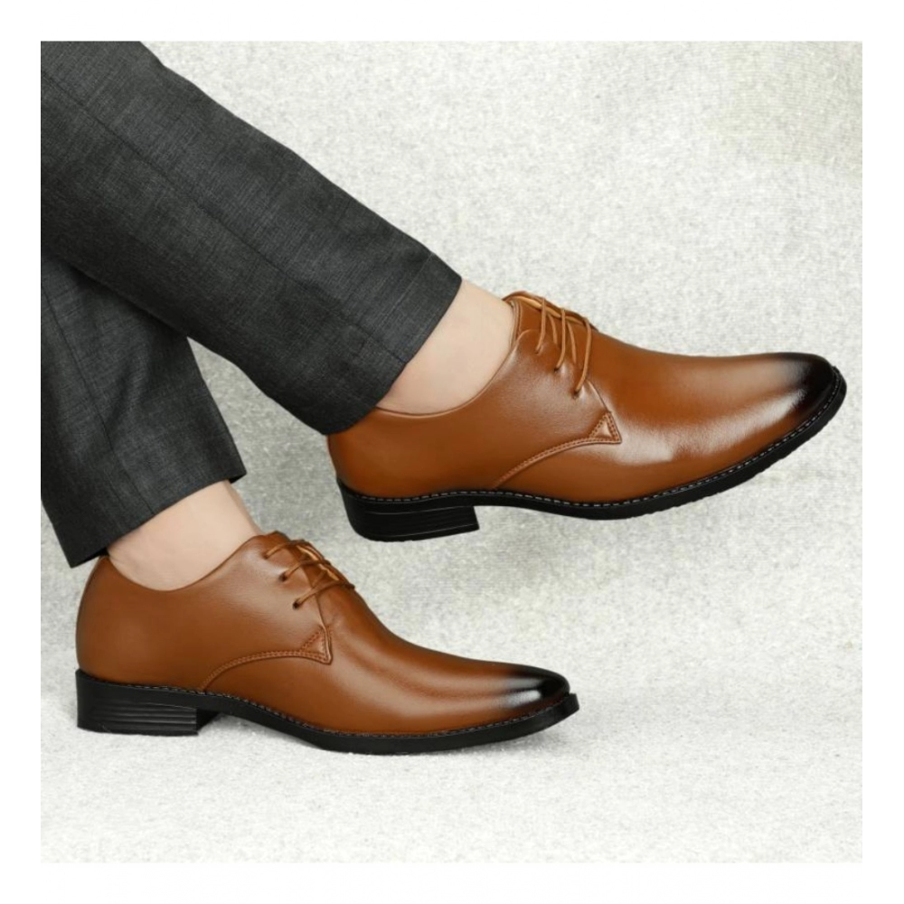 Men's Faux Leather Formal Shoes (Tan) - Image 3